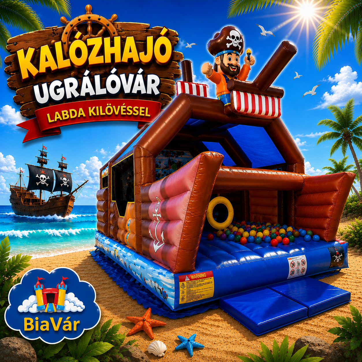Kalózhajó csúszdás ugrálóvár